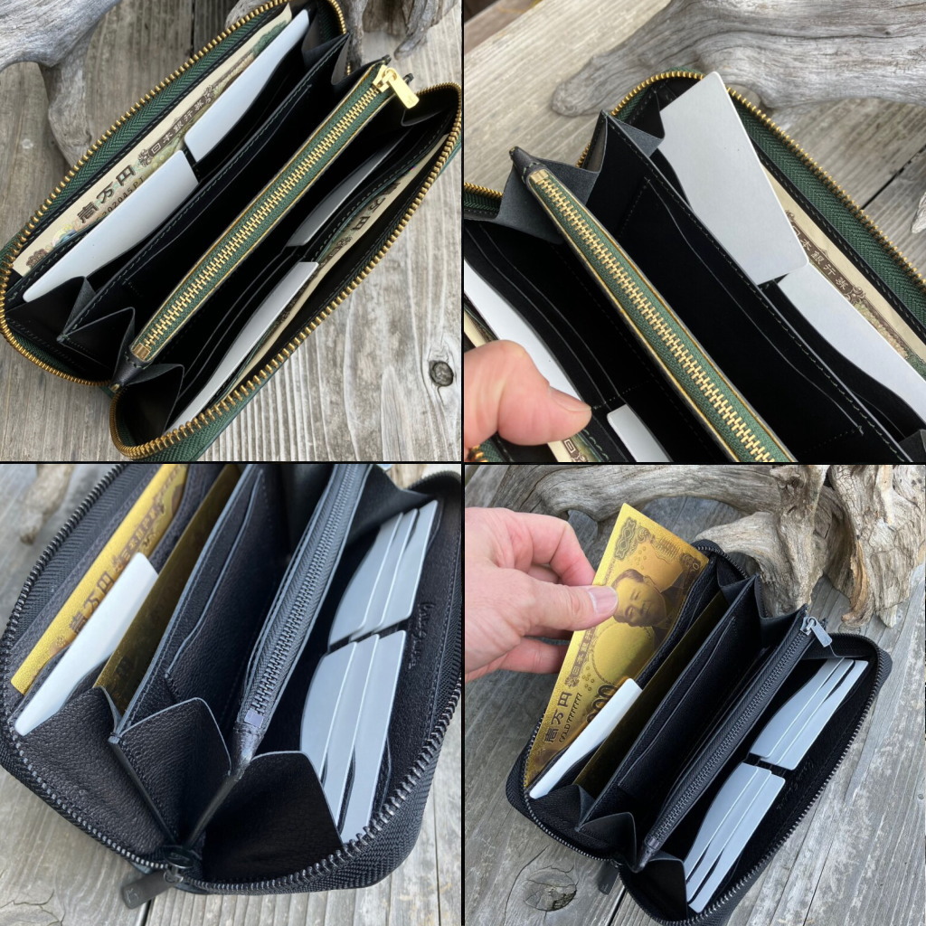 ツキノワグマ革財布の使用イメージ