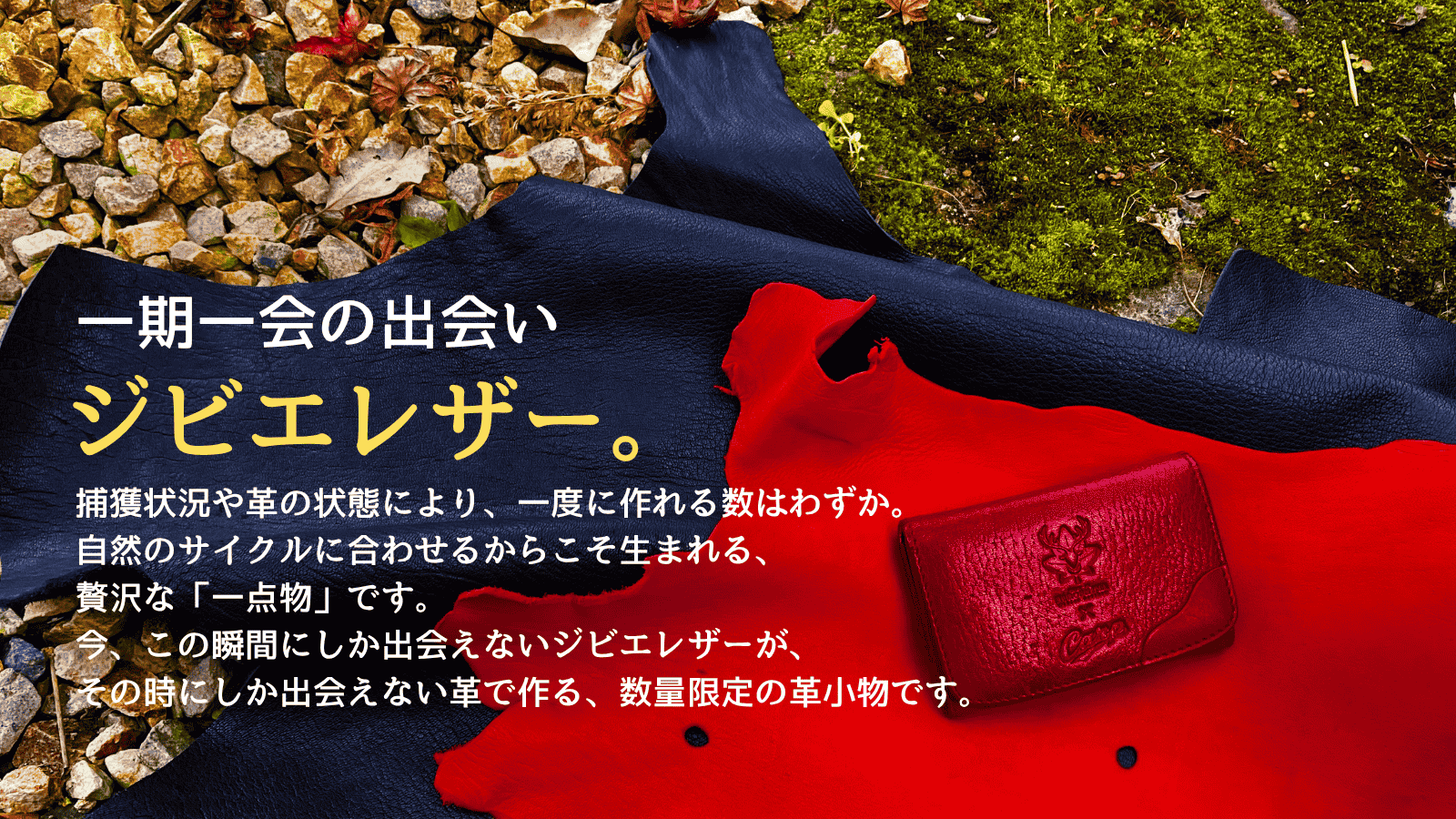 一期一会の出会い、ジビエレザー。捕獲状況や革の状態により数量限定で作られる贅沢な一点物の革小物商品一覧